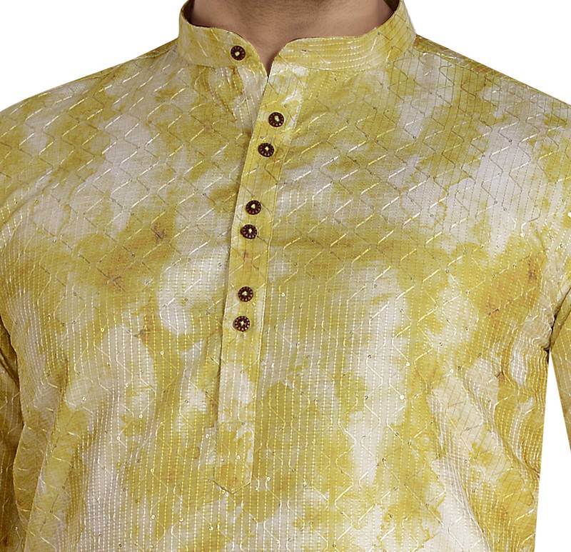 lime tie dye embroidered viscose kurta-pajama
