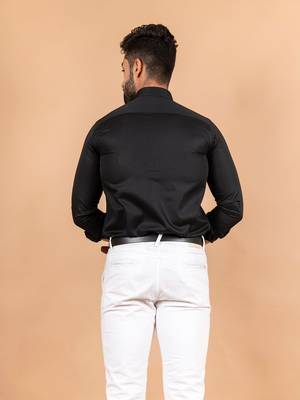 Black embroidered cotton mens-casual-shirts 4