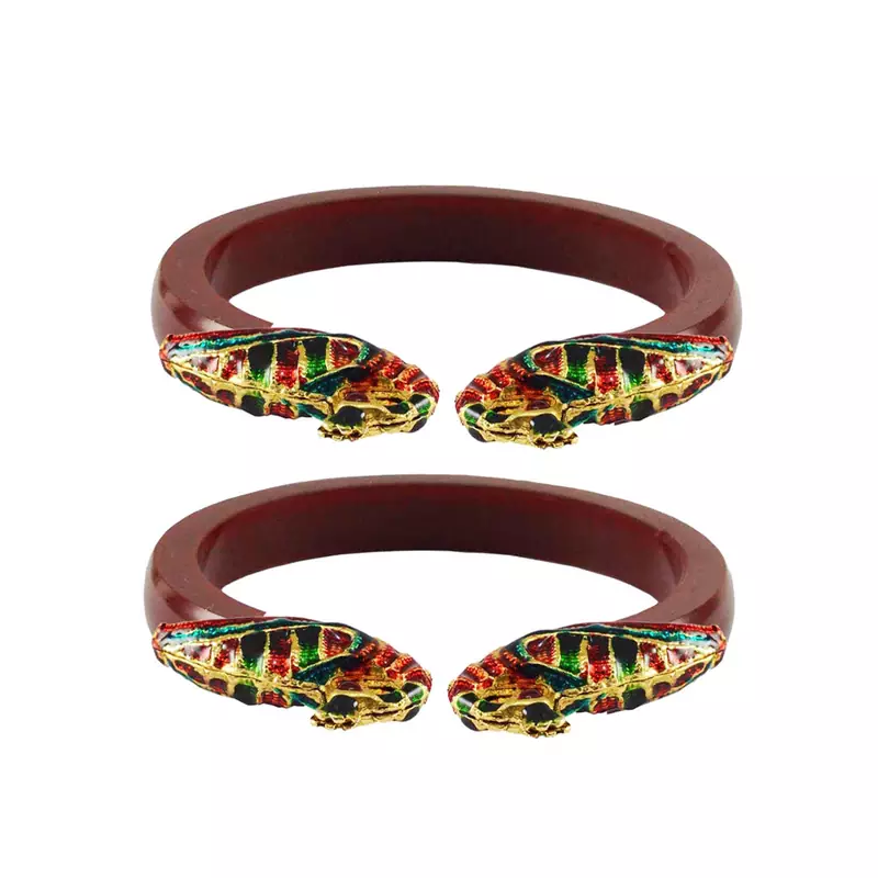 Red  Color Acrylic And Brass Bangle
