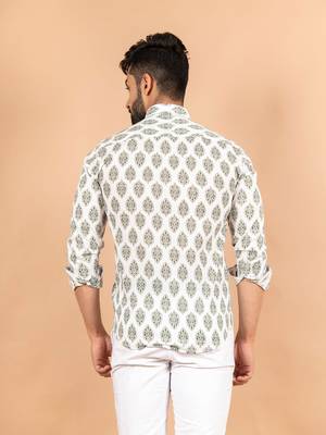 White printed cotton mens-casual-shirts 4