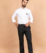 White embroidered cotton mens-casual-shirts