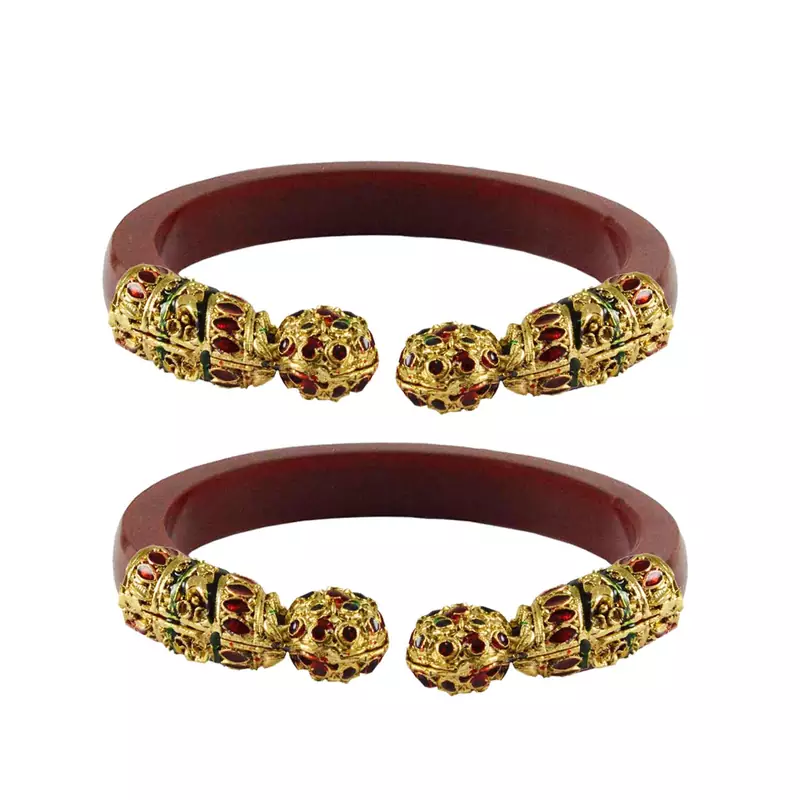 Red  Color Acrylic And Brass Bangle