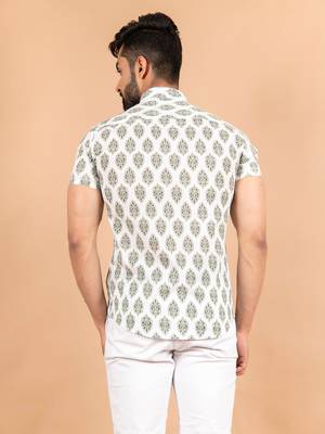 White printed cotton mens-casual-shirts 4