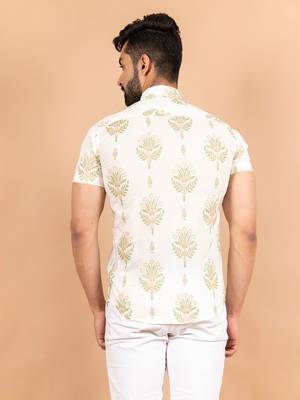 White printed cotton mens-casual-shirts 4