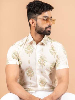 White printed cotton mens-casual-shirts 5