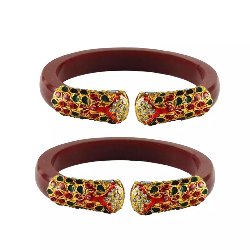 Red  Color Acrylic And Brass Bangle