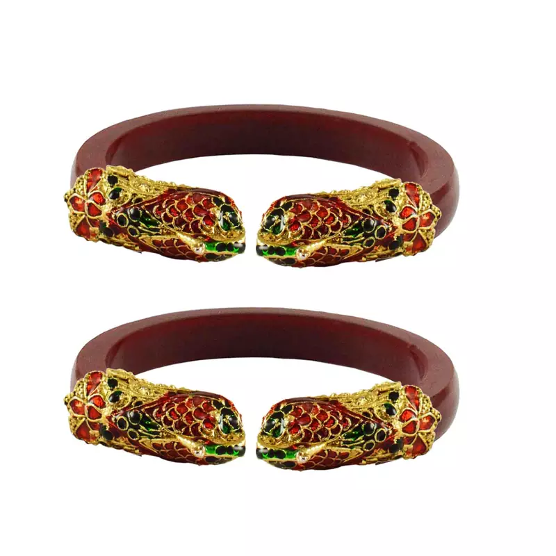 Red  Color Acrylic And Brass Bangle
