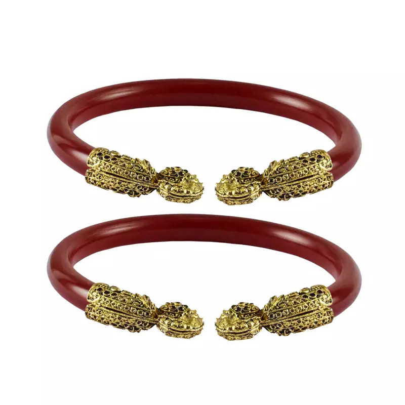 Red  Color Acrylic And Brass Bangle