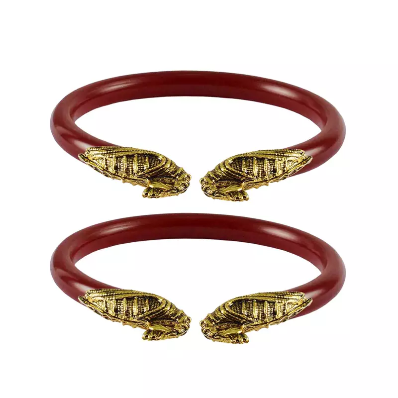 Red  Color Acrylic And Brass Bangle