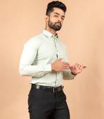 Green plain cotton mens-casual-shirts