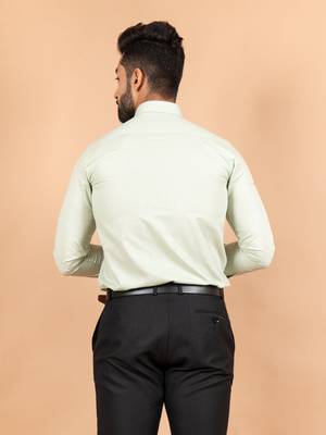 Green plain cotton mens-casual-shirts 4