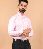 Pink plain cotton mens-casual-shirts