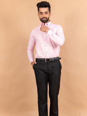 Pink plain cotton mens-casual-shirts 2