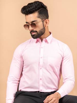 Pink plain cotton mens-casual-shirts 5