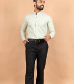 Green plain cotton mens-casual-shirts