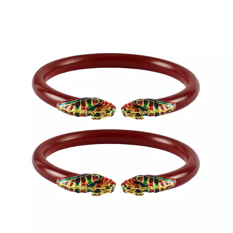 Red  Color Acrylic And Brass Bangle