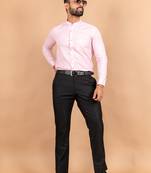 Pink plain cotton mens-casual-shirts