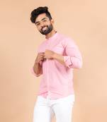 Pink plain cotton mens-casual-shirts