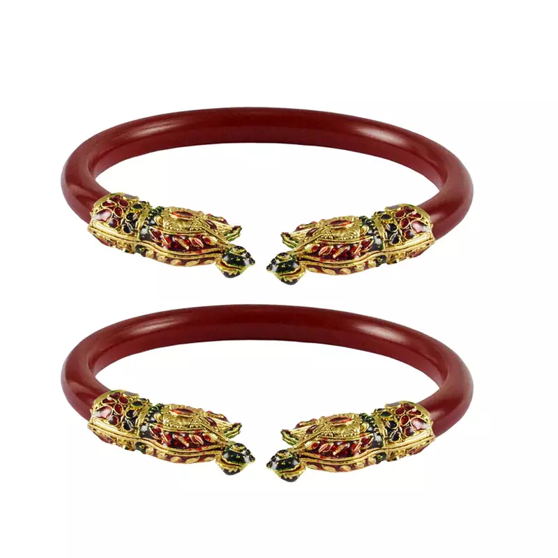 Red  Color Acrylic And Brass Bangle