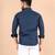 Blue plain cotton mens-casual-shirts