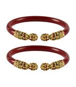Red  Color Acrylic And Brass Bangle