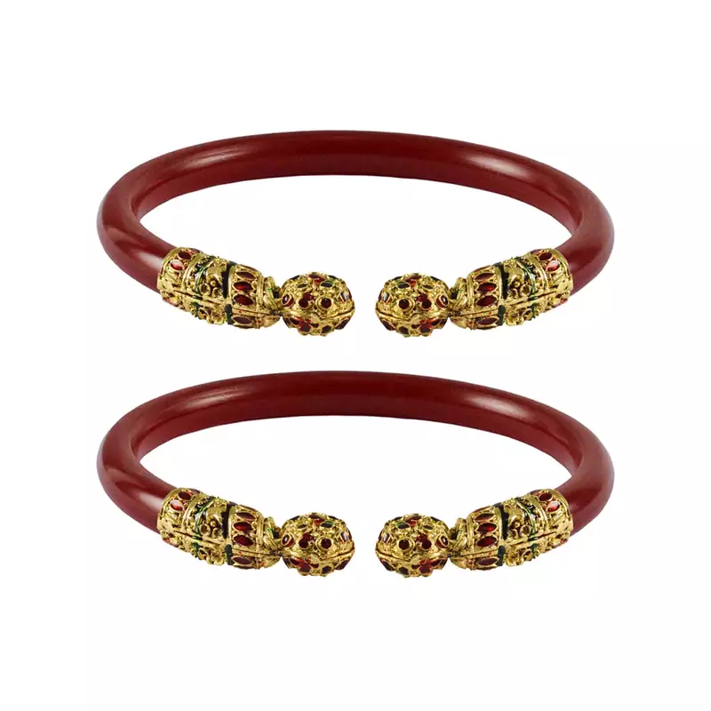 Red  Color Acrylic And Brass Bangle