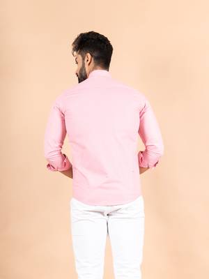 Pink plain cotton mens-casual-shirts 4