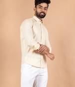 Beige plain cotton mens-casual-shirts