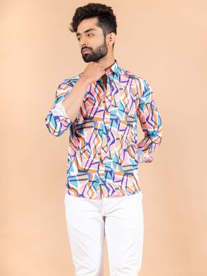 Multicolor printed cotton mens-casual-shirts 1