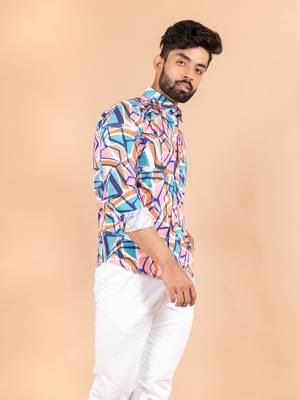 Multicolor printed cotton mens-casual-shirts 2