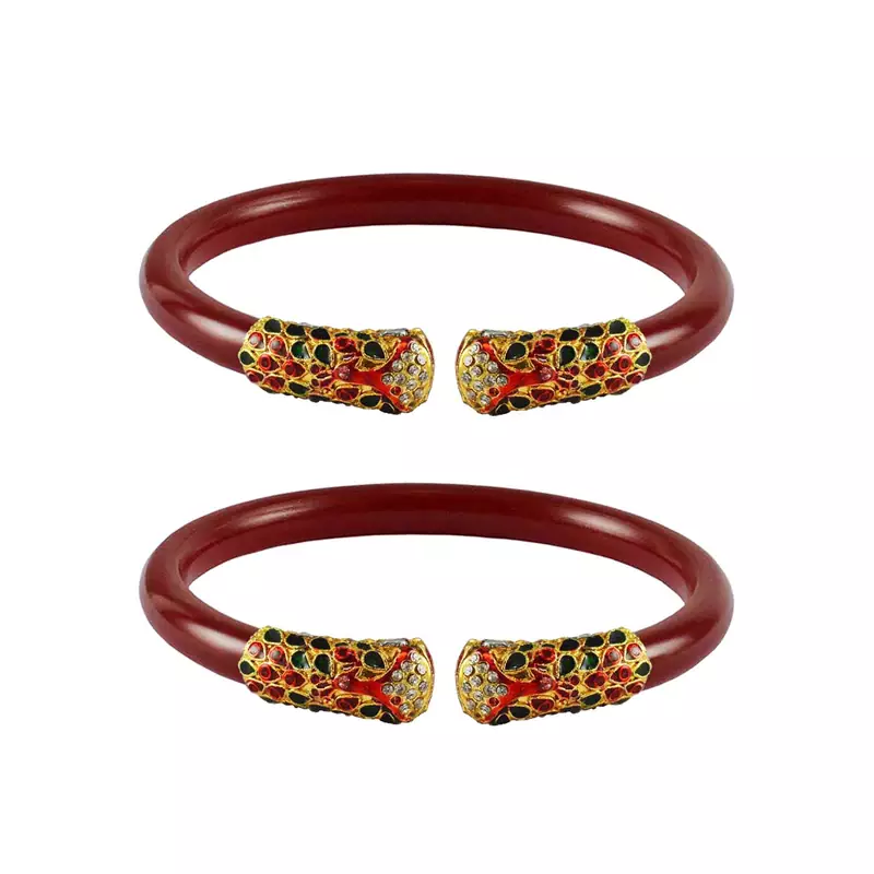 Red  Color Acrylic And Brass Bangle