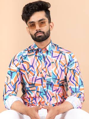 Multicolor printed cotton mens-casual-shirts 5