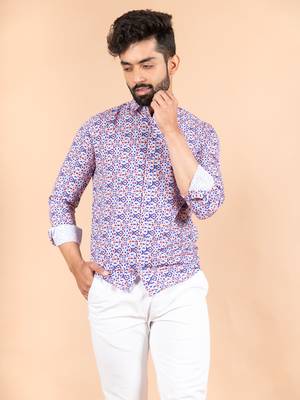 Green printed cotton mens-casual-shirts 1