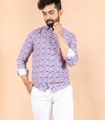 Green printed cotton mens-casual-shirts