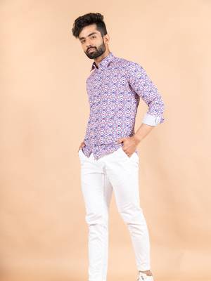 Green printed cotton mens-casual-shirts 2