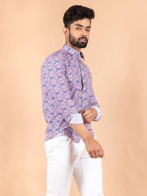 Green printed cotton mens-casual-shirts 3