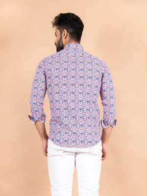 Green printed cotton mens-casual-shirts 4
