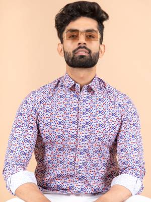 Green printed cotton mens-casual-shirts 5