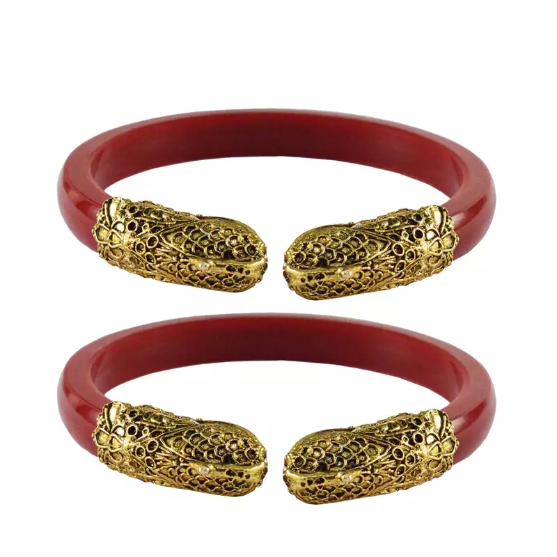 Red  Color Acrylic And Brass Bangle