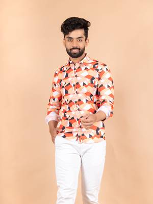 Multicolor printed cotton mens-casual-shirts 1