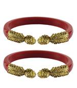 Red  Color Acrylic And Brass Bangle