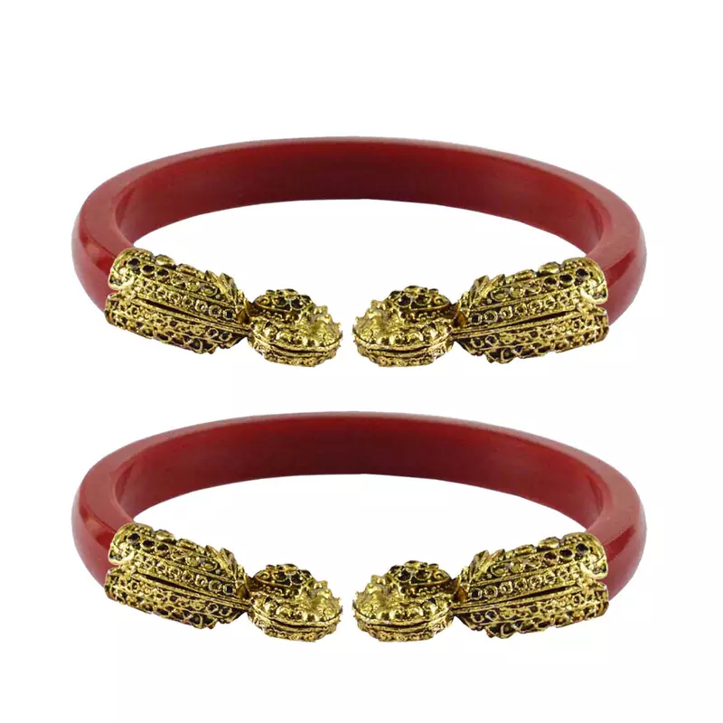 Red  Color Acrylic And Brass Bangle