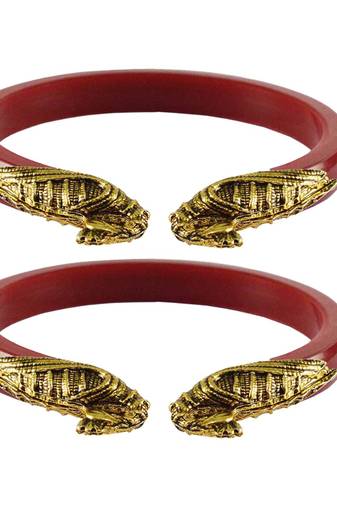 Red  Color Acrylic And Brass Bangle