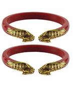Red  Color Acrylic And Brass Bangle