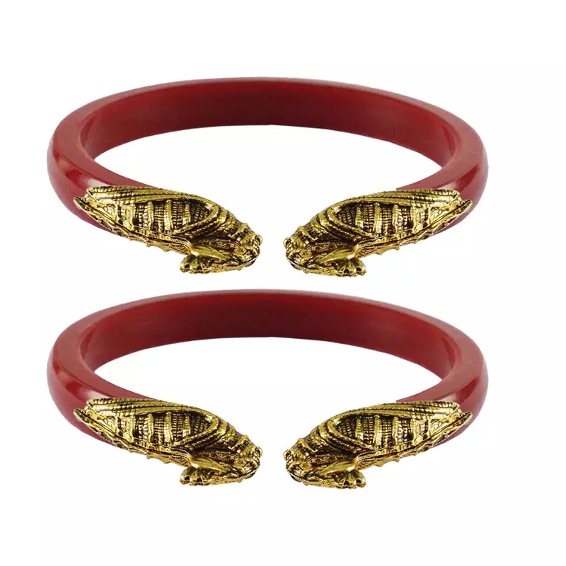 Red  Color Acrylic And Brass Bangle