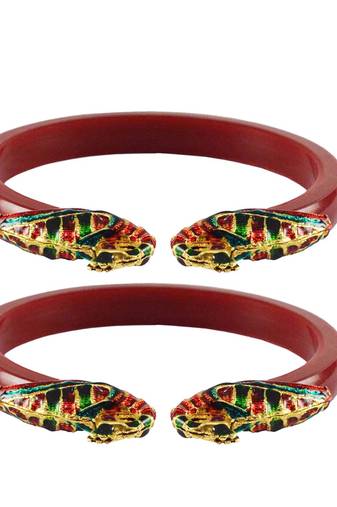 Red  Color Acrylic And Brass Bangle