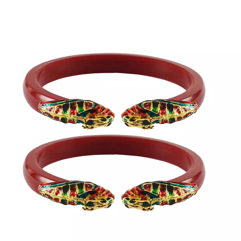 Red  Color Acrylic And Brass Bangle