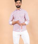 Pink printed cotton mens-casual-shirts