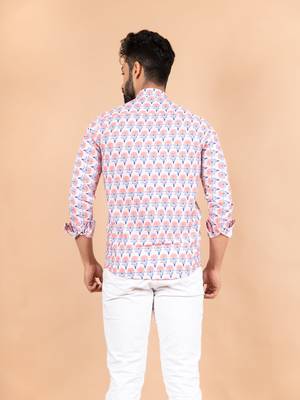 Pink printed cotton mens-casual-shirts 4