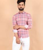 Pink printed cotton mens-casual-shirts